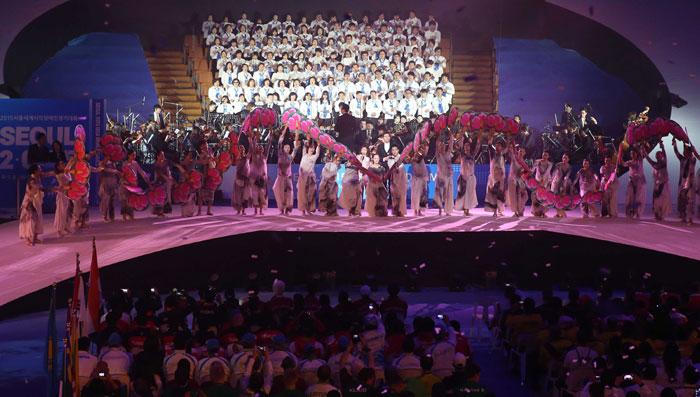 Performances are staged during the opening ceremony of the 2015 Seoul IBSA World Games.
