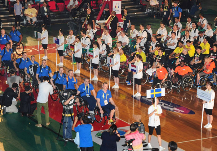  The opening ceremony of the Incheon World Wheelchair Basketball Championship (IWWBC) is held at the Incheon Samsan World Gymnasium on July 5. (photos courtesy of the IWWBC) 