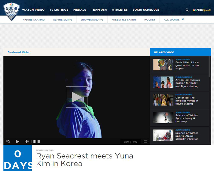 An interview with figure skater Kim Yuna goes online on February 5 at NBC’s special website for the upcoming Sochi 2014 Winter Olympic Games. (captured image from NBC)