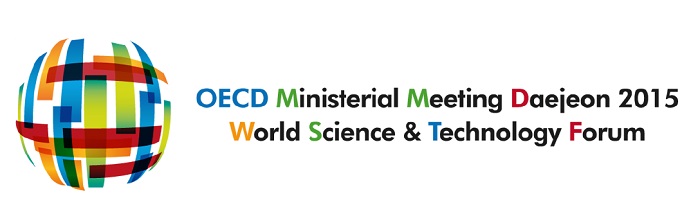The official logo for the upcoming OECD Ministerial Meeting Daejeon 2015: World Science & Technology Forum.