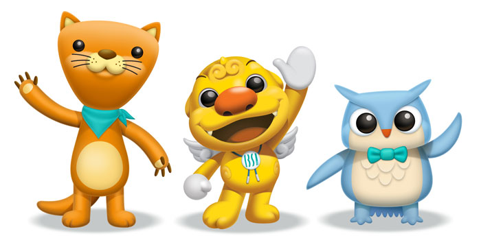 The mascots for the 2015 Seoul IBSA World Games are (from left) Dari, Haechi and Suri.