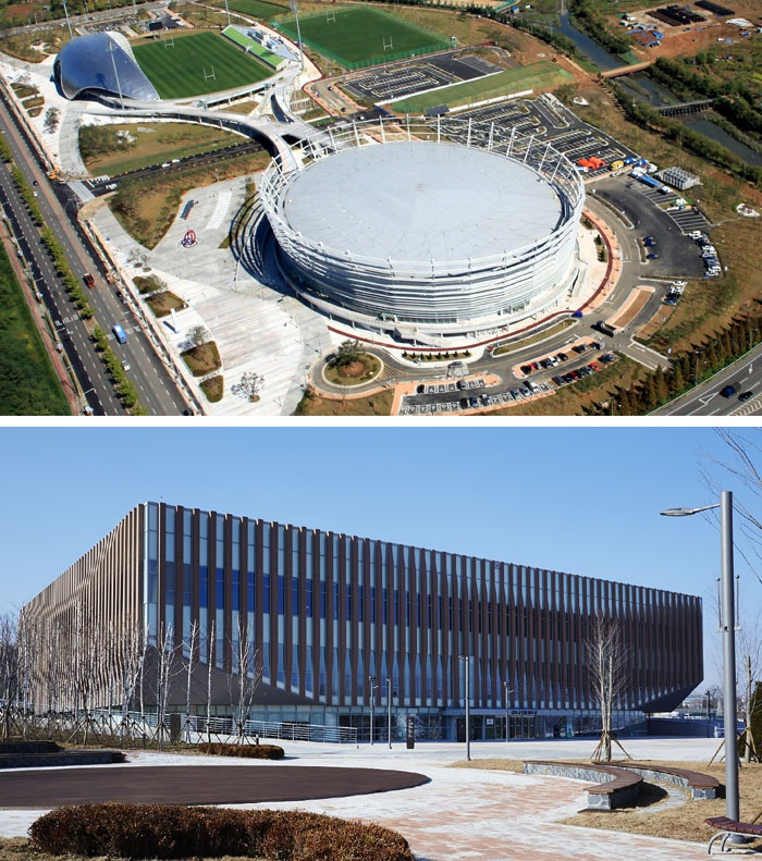 (From top) Namdong Gymnasium, Ganghwa Dolmens Gymnasium (photos courtesy of the Incheon Asian Games Organizing Committee)