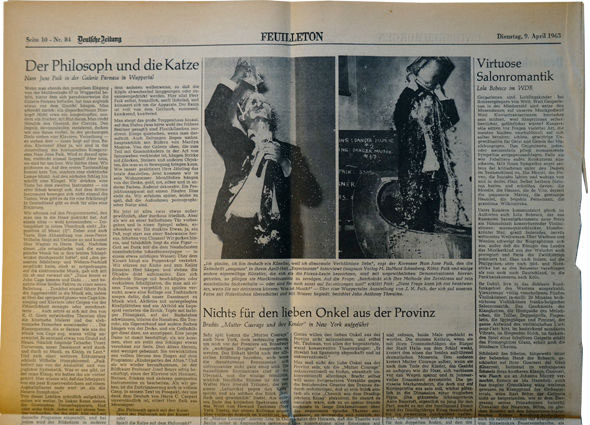 1963, Article about 'Exposition of Music-Electronic Television' on German News Paper, ⓒPhoto:Moritz Pickhaus (photo courtesy of MMCA)