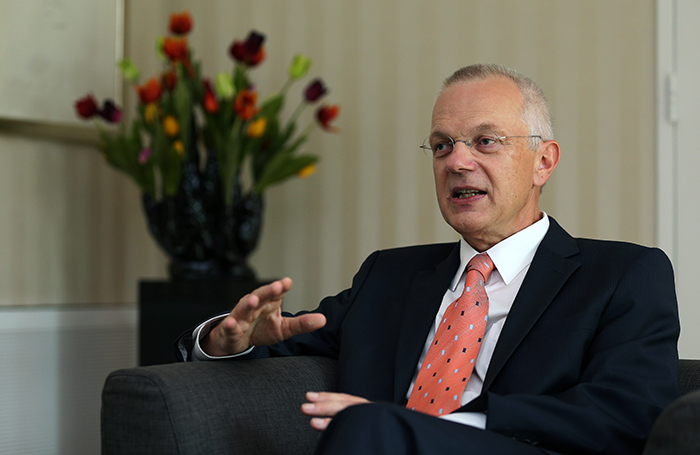 Dutch Ambassador to Korea Paul Menkveld is interviewed at his residence in Yongsan, Seoul (photo: Jeon Han).