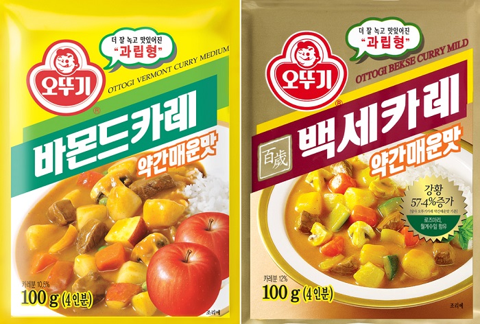 Ottogi launches a new line of curries, Vermont Curry (left) and <i>Bekse</i> Curry. 