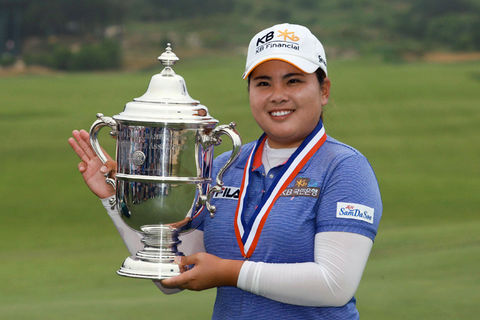 Park Inbee poses with her trophy after winning the U.S. Women's Open at Sebonack Golf Club in Southampton, NY, on July 1 (photo courtesy of JB Worldwide).