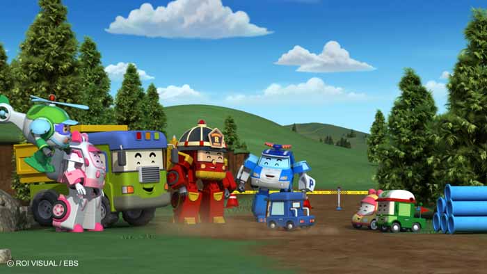 Scenes from the animated children’s series “Robocar Poli.” (photos courtesy of Roi Visual)