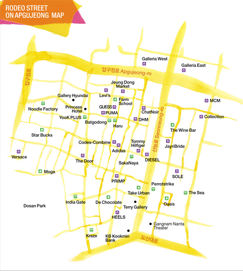 Map of Apgujeong-dong (photo courtesy of Gangnam District Office) 