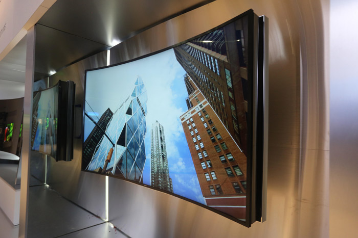 Samsung unveils its 85-inch bendable UHD television at CES 2014. 