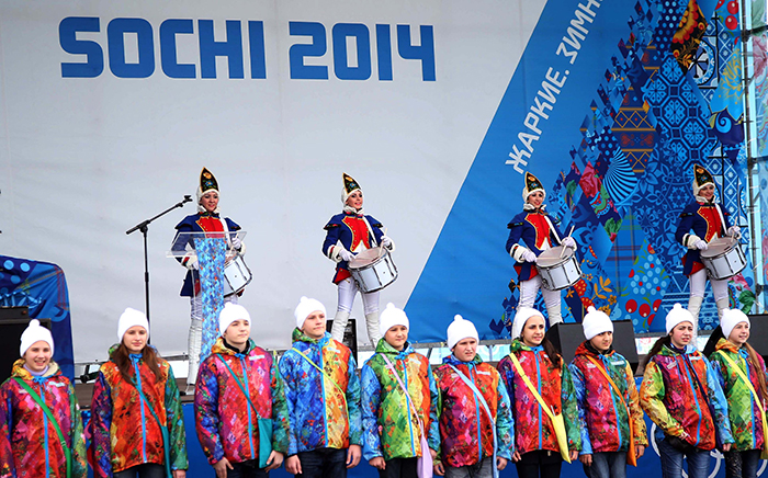 A celebratory event is held to welcome Team Korea to the Olympic Village in Sochi on February 5. (Photo courtesy of the Korean Olympic Committee)