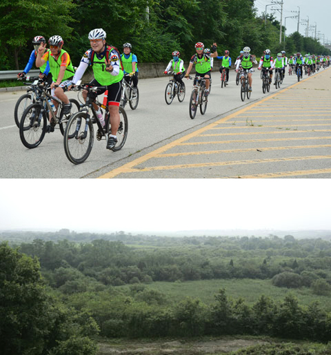 The DMZ Bike Tour is held on the last Sunday of every month (top) The DMZ seen from Imjingak (bottom) (Photo: DMZ homepage)