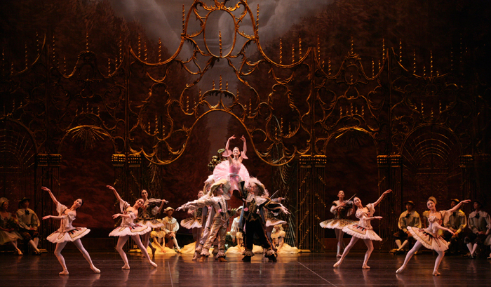 Dancers affiliated with Universal Ballet perform the famous “Rose Adagio” from the first act of “The Sleeping Beauty.” (photo courtesy of Universal Ballet)