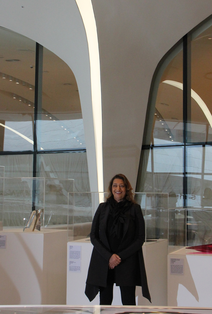  Zaha Hadid poses at the opening exhibition, “Zaha Hadid_3600.” (photo: Limb Jae-un) 