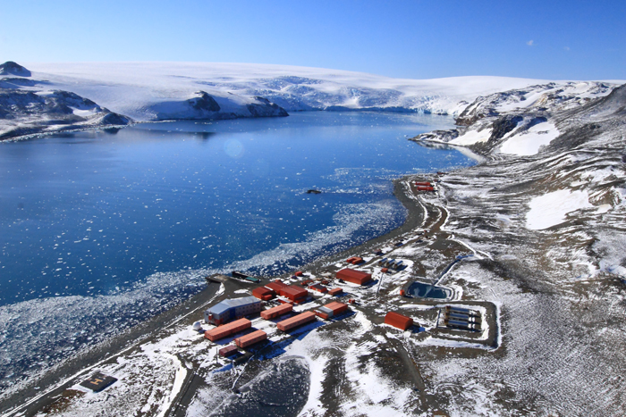  An aerial view of the Antarctic King Sejong Station. 
