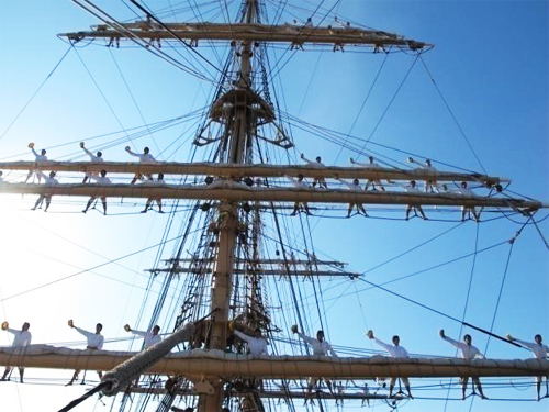 From top: (1) The interior of the Japan Pavilion (2) The Kaiwo Maru will set out on the Yeosu Port ahead of Japanese national day and be open to the public on June 1; (3) Various festivities will take place on Pier 3 on the Japanese national day (photos courtesy of the Japan Pavilion)