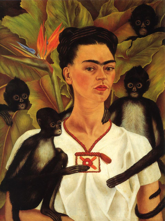 Frida Kahlo's 'Self-Portrait With Monkeys' (1943). 