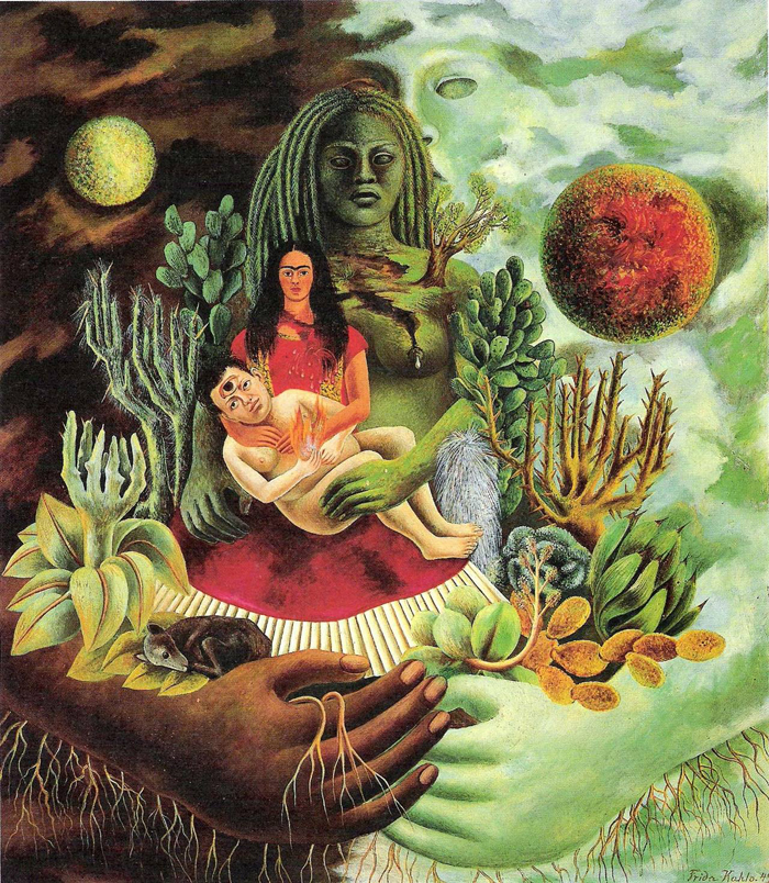 Frida Kahlo's 'The Love Embrace of the Universe, the Earth (Mexico), Myself, Diego and Señor Xólotl' (1949). 