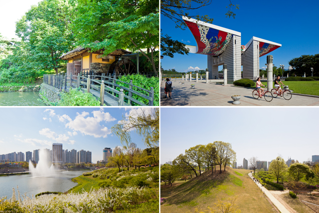The Olympic Park is a venue of civic sports, culture, and leisure where the spirit of the 1988 Seoul Olympics continues to live on (photo courtesy of Olympic Park).
