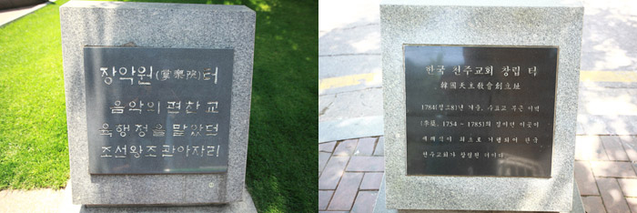  (Top) The site of Kim Beom-u's house. (Bottom) The site of Yi Byeok's home. (photos courtesy of the Archdiocese of Seoul) 