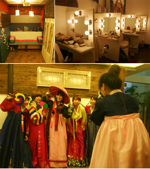 The experience program provided in Hanbok Cafe Studios include hair ...