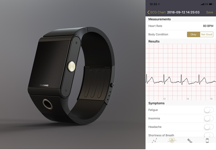 Memowatch, a wearable electrocardiogram measurement device developed by the Korean company Huinno, has received Korea’s first waiver under the government’s regulatory sandbox program in the information and communication technology (ICT) sector. (Huinno)