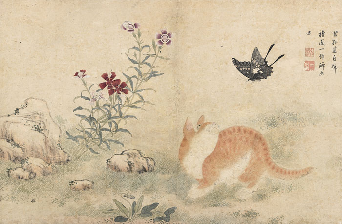  ‘Yellow Cat Romps with Butterfly’ by Kim Hong-do (courtesy of Kansong Art and Culture Foundation)