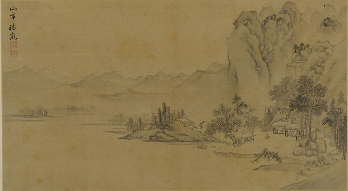 A detail of 'Eight Views of the Xiao and Xiang Rivers,' by Wen Zhengming, is from the 16th century Ming Dynasty (1368-1644) and is on loan from the Shanghai Museum. (photo courtesy of the National Museum of Korea) 