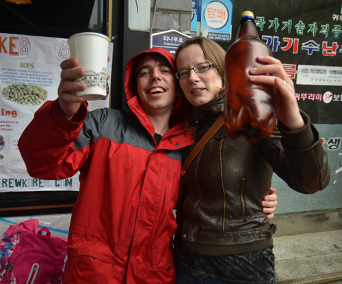 Rowan Chadwick and Sophie Hale offer eight varieties of beers for the Spring Beer Festival, including a ginger beer, an apple cider, and an 8.9% Belgian golden strong named after a Miles Davis album.