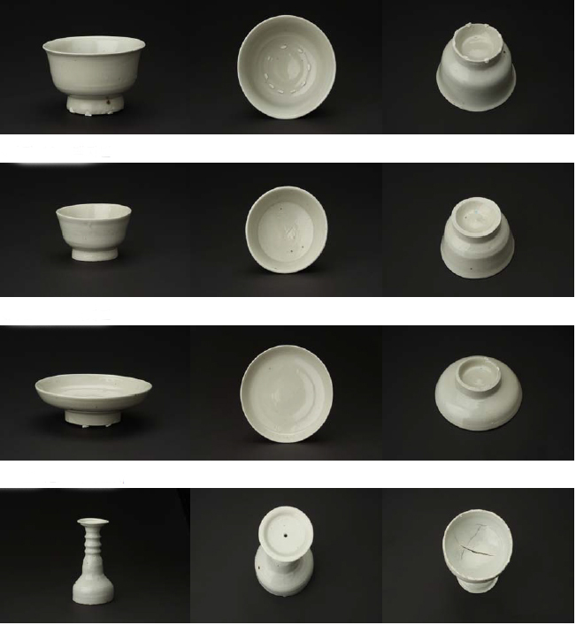 (From top) Ceramic cups with a base, small cups, plates and candlesticks have all been found in underwater archeological digs off the coast of Taean County. 