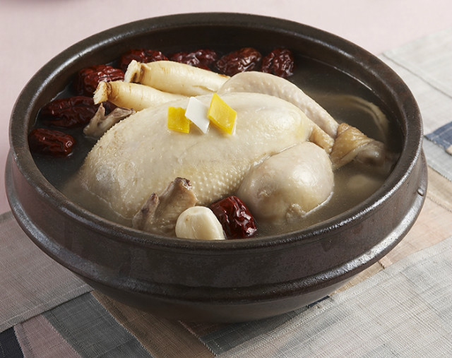 <i>Samgyetang</i> is the best-known summer dish in Korea. This meal-in-a-bowl is made mostly from chicken and ginseng. It gives you a boost in energy and helps the immune system by giving you nutritional elements that could be easily missing during the summer.