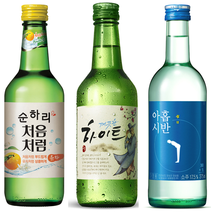 Lotte Chilsung Beverage's Sunhari Chum-Churum, Hite Jinro's Hite and Bohae's A Hop Si Vhan are some of the newer types of soju on the market. 