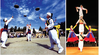 Namsadangnori refers generally to performances staged by the Namsadangpae, a vagabond troupe of 40 or more male performers.