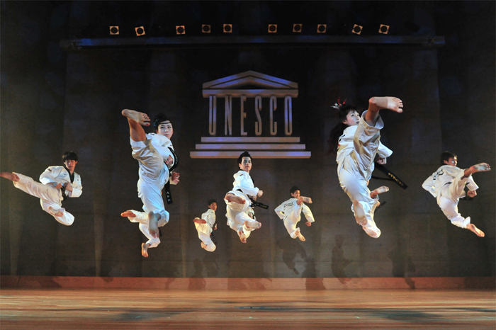 TAL was invited to UNESCO based in Paris, France in April 2012. The TAL taekwondo team shows off their jaw- dropping kicks (photo courtesy of SR Group).