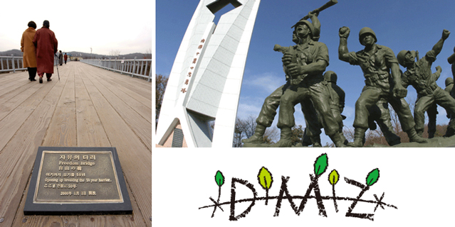 (Left) Freedom Bridge (right) a commemoration statue at the Imjingak area (Photo: DMZ homepage).
