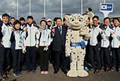 Team Korea enters Sochi Olympic Village