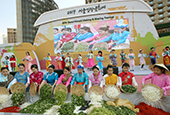Thousands of people make kimchi with hands, heart
