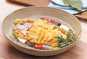 Korean recipes: Domimyeon, stuffed sea bream casserole with vegetables (도미면)
