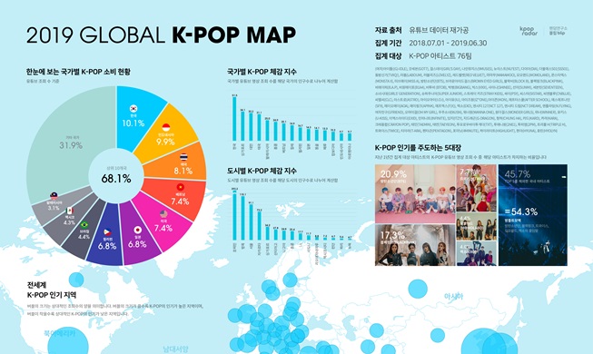 Map Showing K Pop S Popularity By Global Region Released Korea Net The Official Website Of The Republic Of Korea