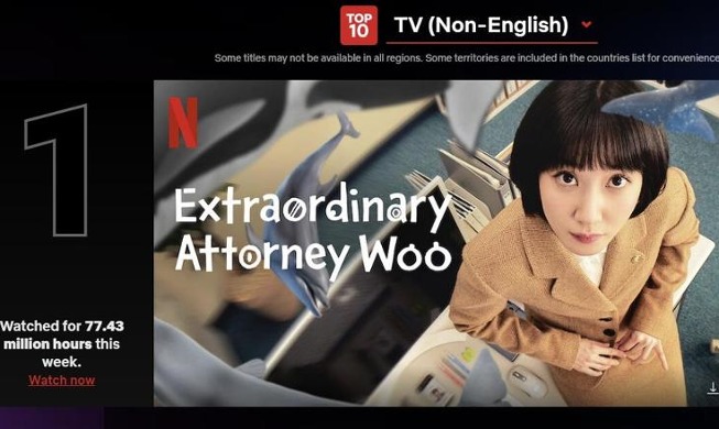 'Extraordinary Attorney Woo' tops Netflix chart for 4 straight weeks