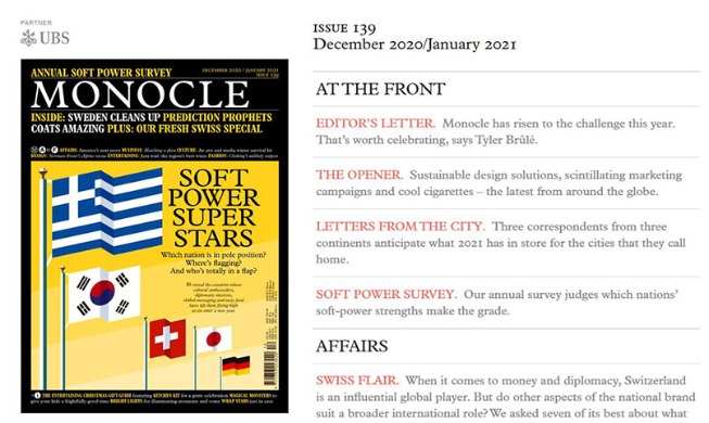 Korea ranked 2nd in soft power by UK magazine Monocle