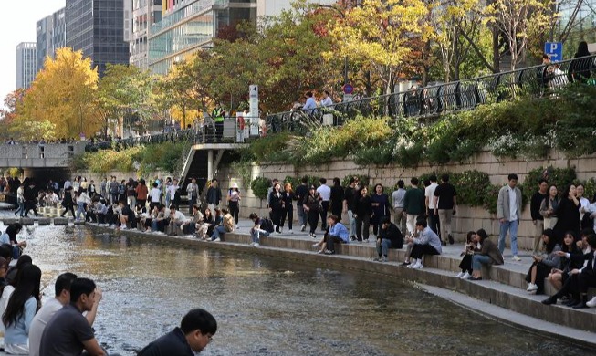 Scene from Seoul's Cheonggyecheon Stream in November