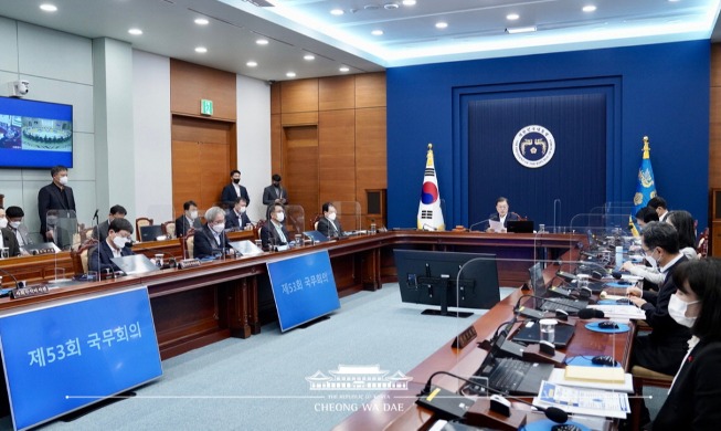 Opening Remarks by President Moon Jae-in at 53rd Cabinet Meeting