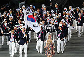 Team Korea enters the stadium