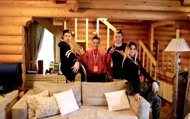 Michaelela Marinova (central left), Nicole Kaneva (right) and Swedish production duo JeL comprising Alex Karlsson (central right) and Alexej Viktorovitch (left) pose at the Sofia Songwriting Camp.