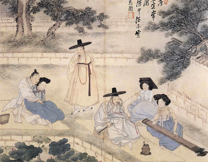 Cheonggeumsangryeon (Listening to a Zither and Enjoying Lotuses) by Sin Yun-bok