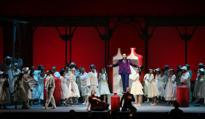The opera "The Elixir of Love" portrays the love story of naive young man Nemorino.