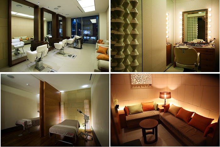 Avenue Juno is equipped with various beauty facilities, including a hair dresser (left, top), makeup artists (right, top), a spa (left, bottom) and the waiting rooms even have comfortable sofas (right, bottom). (photos courtesy of Juno Hair)