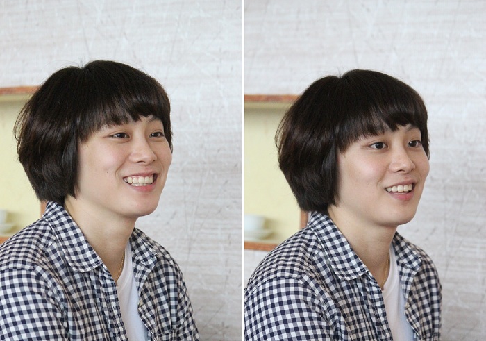 Player Han Su-jin smiles while talking about the merits of hockey. (photo: Wi Tack-whan)