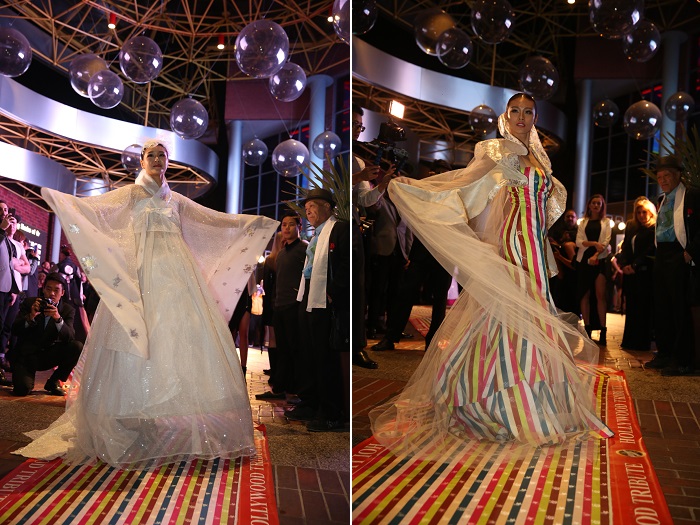 A wide variety of Hanbok styles and designs were shown at the Hanbok fashion show, a pre-opening event at the 87th Academy Awards.