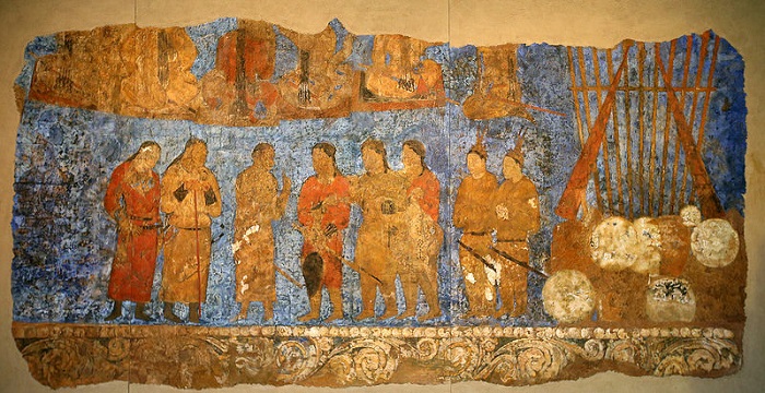 Pictured is part of the Afrasiab Mural as shown at the National Museum of Korea last December.